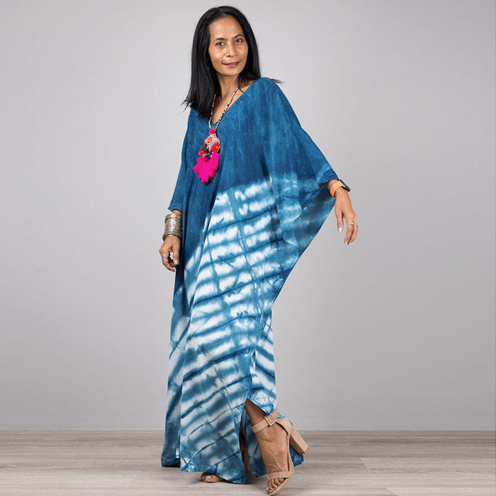 Dame kaftan med kunstnerisk tie-dye-design Stilla