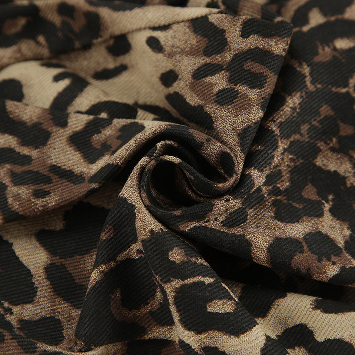 Dame elegante leopardmønstret bukser med vidde ben Stilla