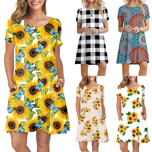 Dame sommerkjole med blomsterprint Stilla