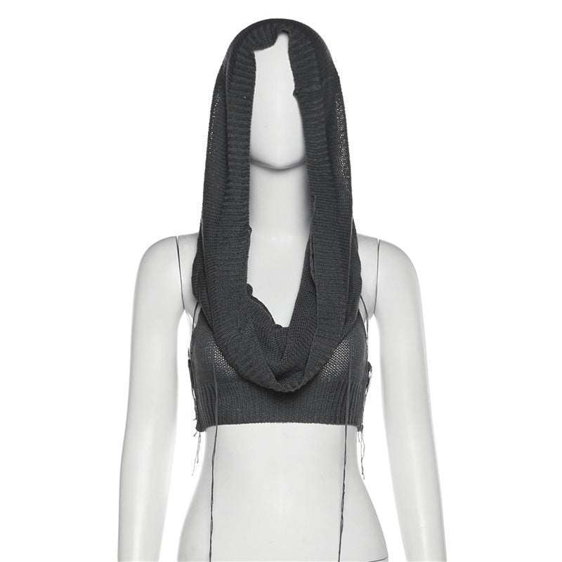 Dame hoodie med innovativt stropdesign og åndbart strik Stilla