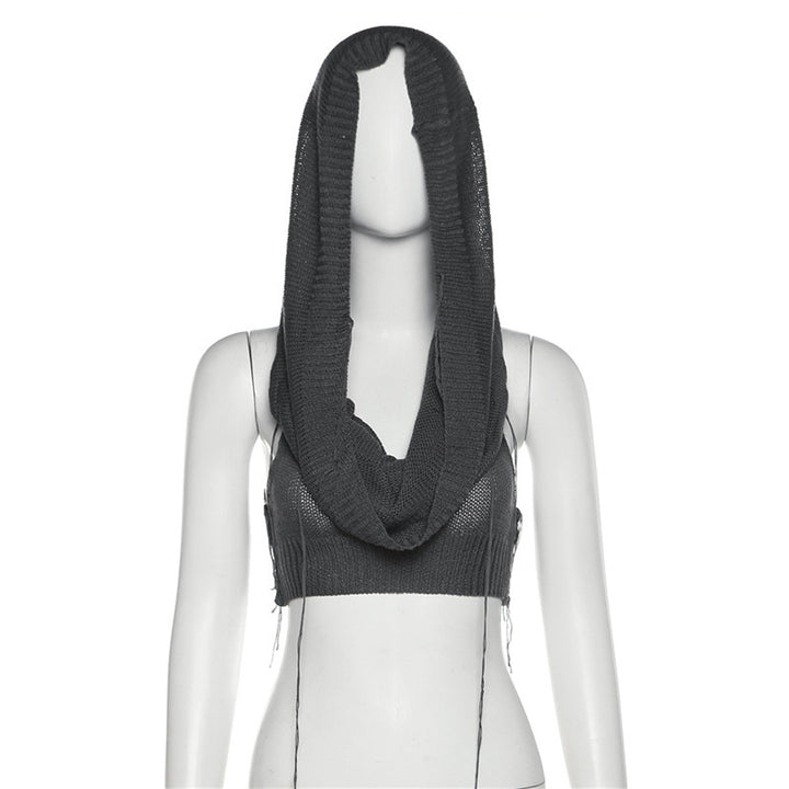 Dame hoodie med innovativt stropdesign og åndbart strik Stilla