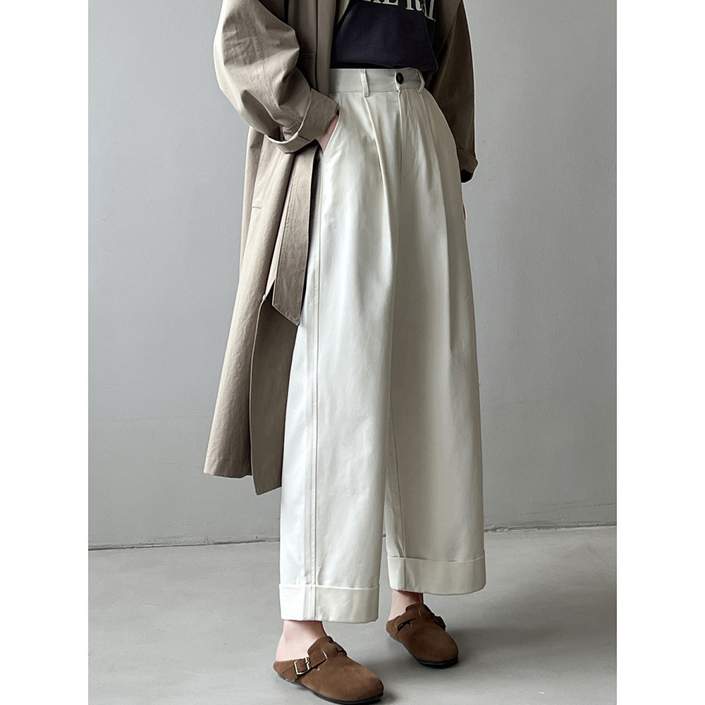 Dame bred Culotte-bukser med høj talje og elegante plissé-detaljer Stilla