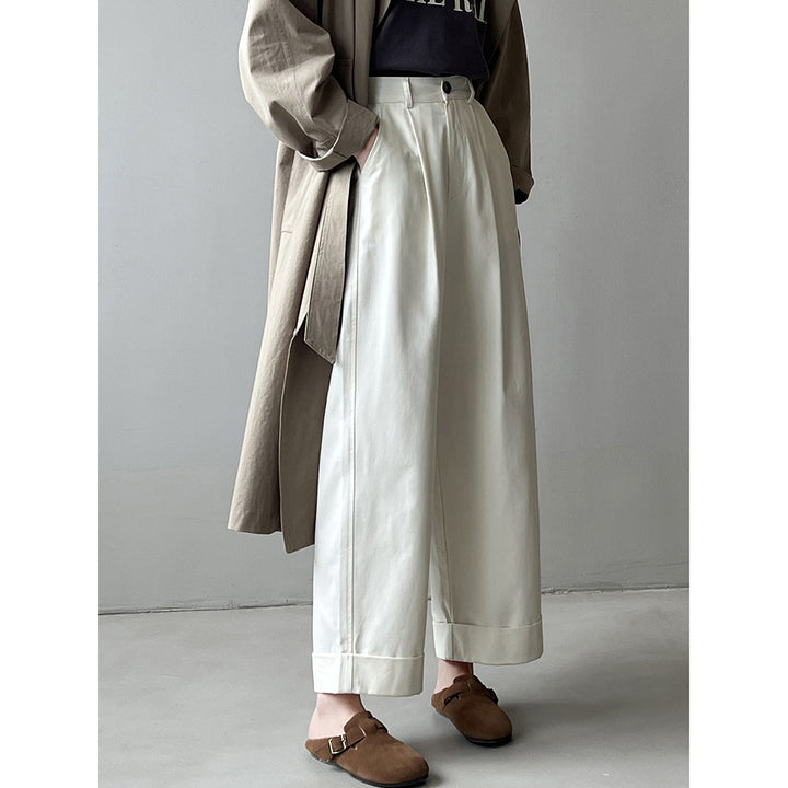 Dame bred Culotte-bukser med høj talje og elegante plissé-detaljer Stilla