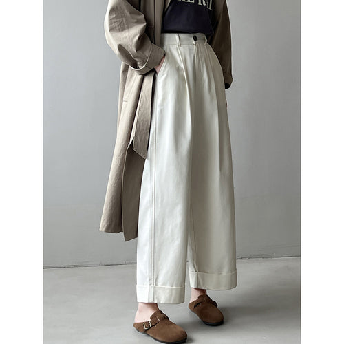 Dame bred Culotte-bukser med høj talje og elegante plissé-detaljer Stilla