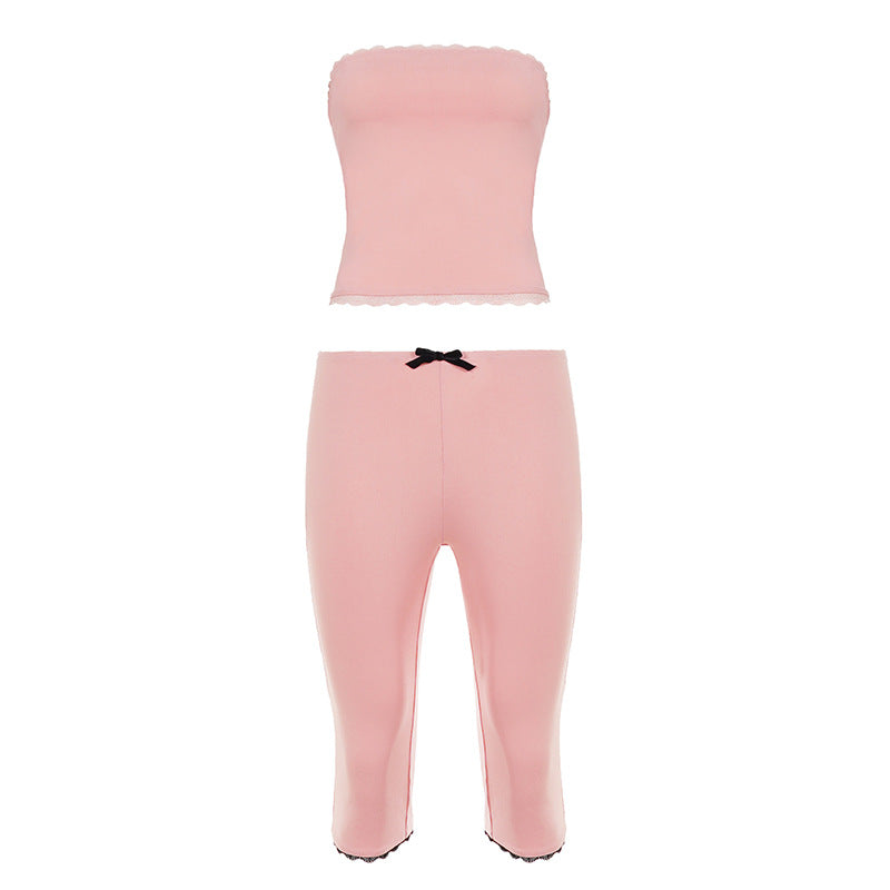 Dame sæt bestående af ærmeløs top og sporty capri-bukser Skovae