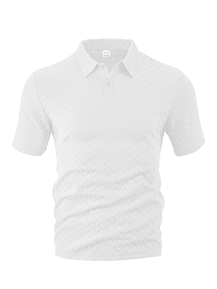 Herrer nan kortærmet polo shirt med præget zigzag struktur og klassisk skjortekrave Skovae