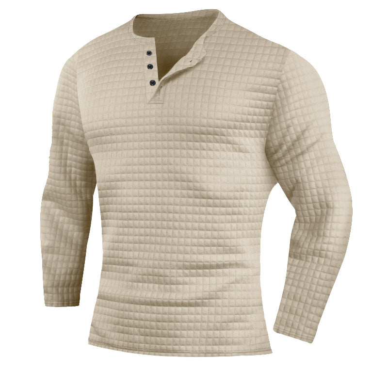 Herrer langærmet Henley-shirt med struktureret design Stilla