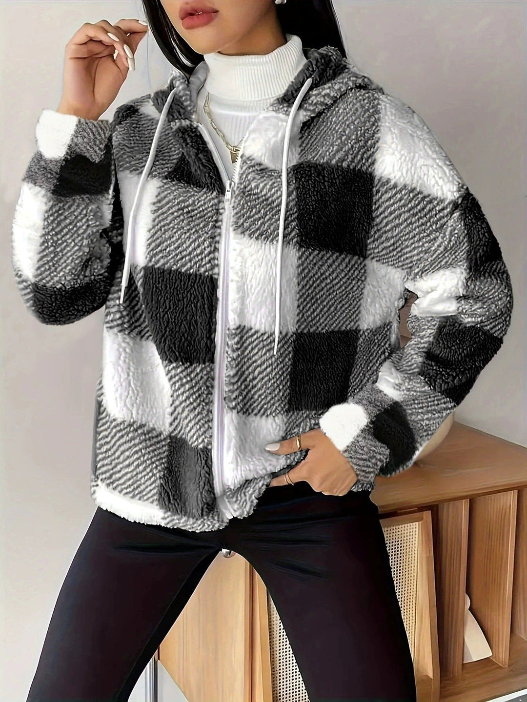 Skovae | Ternet Teddy Hoodie Jakke Warm og Komfortabel til Vinteren