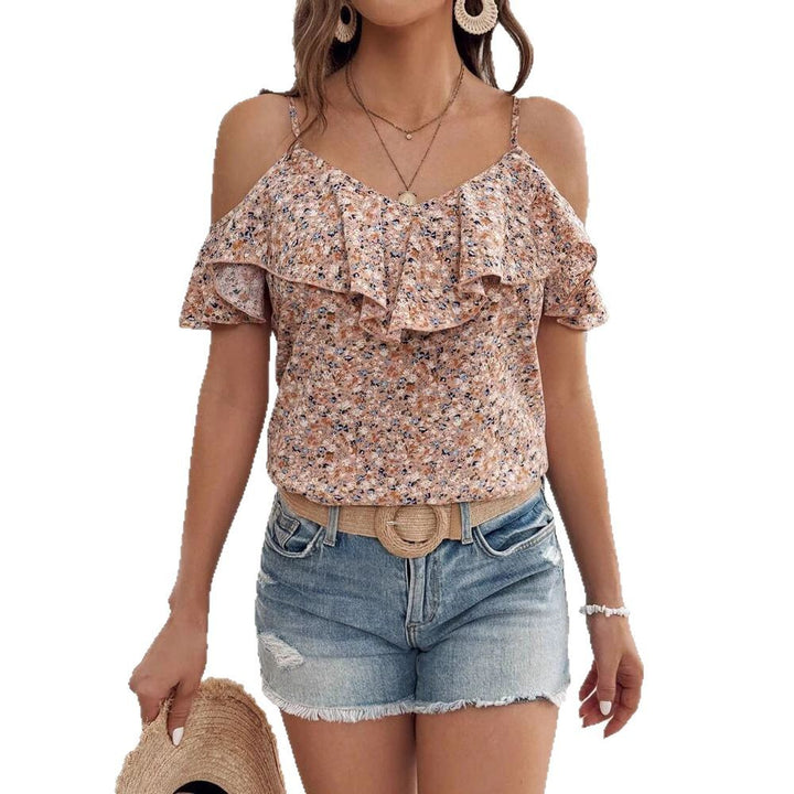 Damebluse med rynker og off-shoulder design Stilla