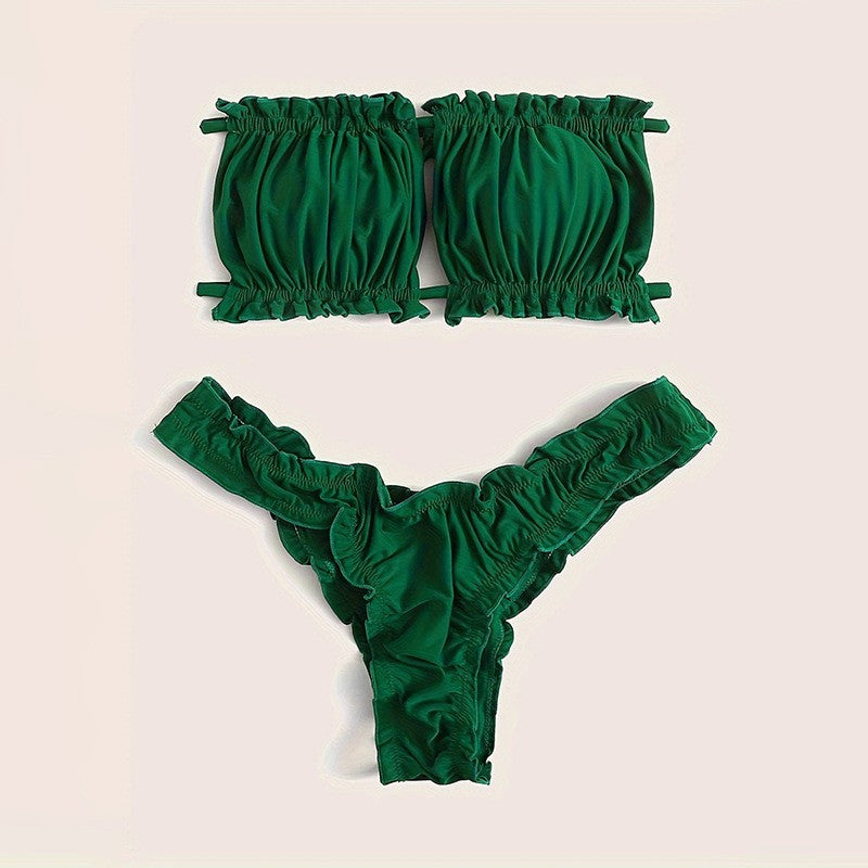 Dame bikini-sæt med voluminøse ruffle-detaljer Skovae