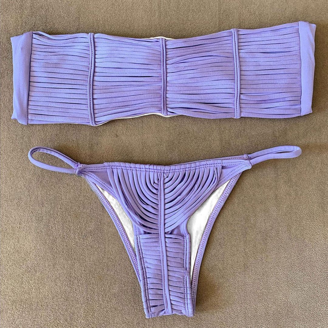 Dame Bikini-sæt med raffineret flæse-design og høj talje Stilla