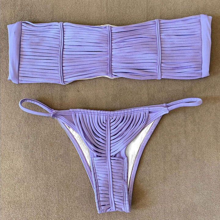 Dame Bikini-sæt med raffineret flæse-design og høj talje Stilla