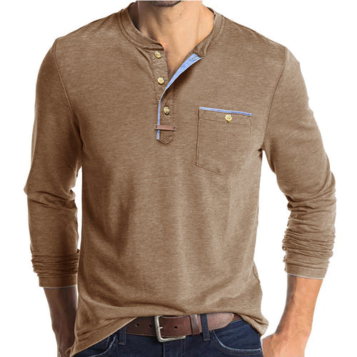 Herren Langarm-Henley-Skjorte med modetrend Knapliste og stilfuldt Lomme-design Stilla
