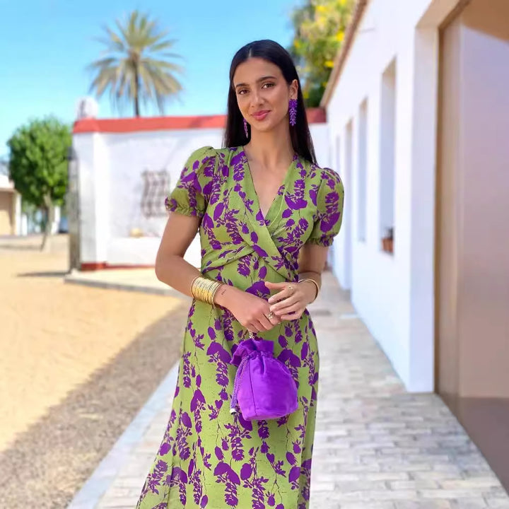 Dame Floral Wrap Maxi Kjole Stilla