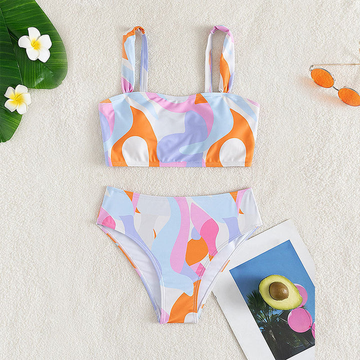 Dame bikini-sæt med moderne geometrisk design Skovae