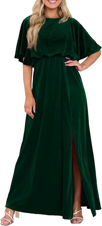 Dame Elegant Maxikjole med sideslag og voluminøse ærmer Stilla