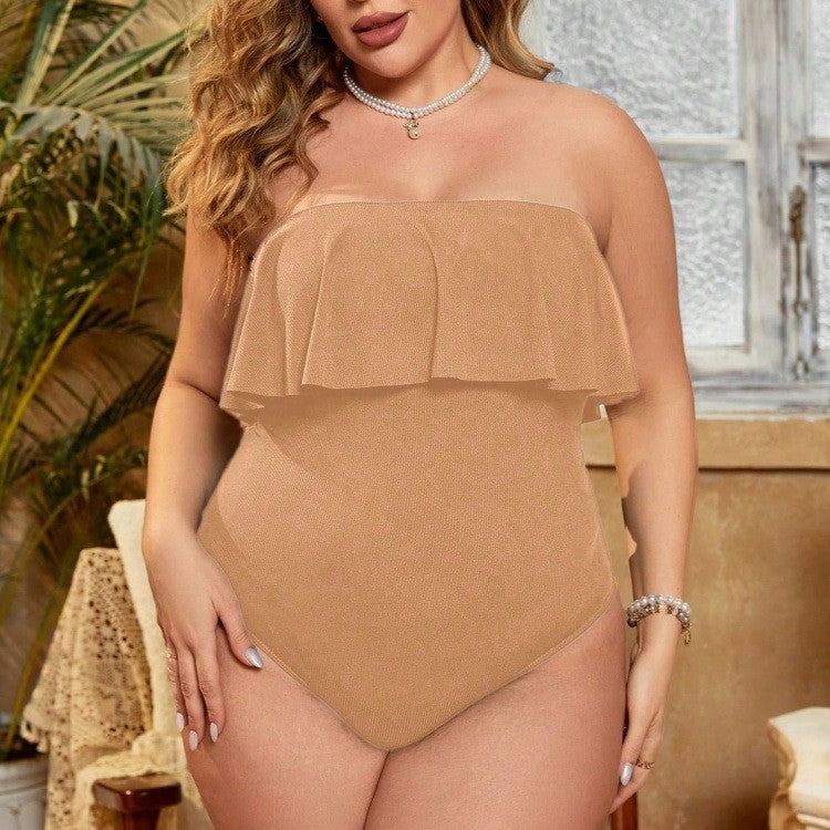 Dame one-piece badedragt med afsluttende volangdetalje Skovae
