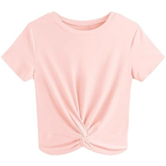 Dame kortærmet T-shirt med knude Stilla
