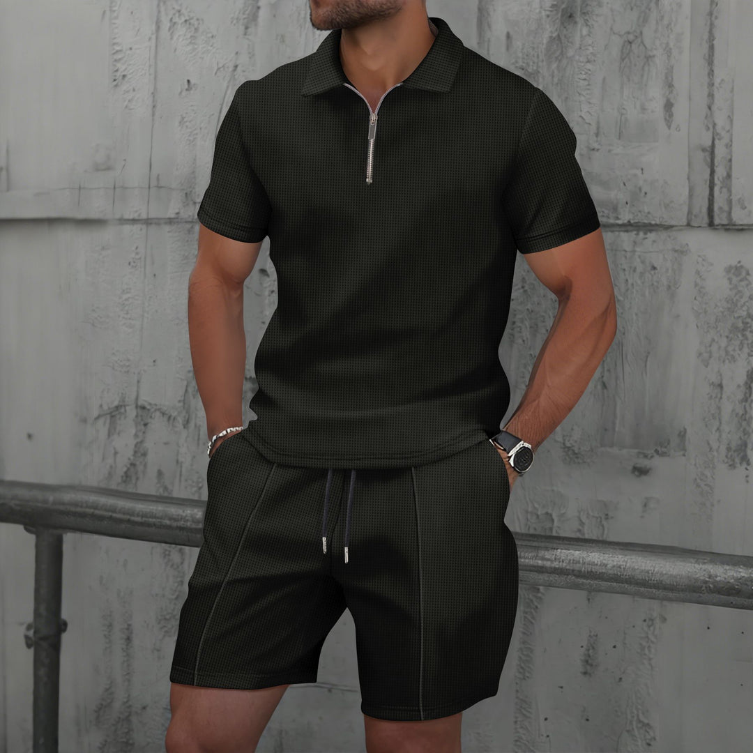 Herrer kortærmet polohem med moderne lynlås og sporty design Stilla