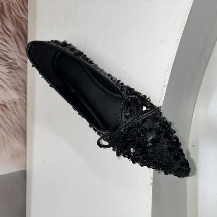 Damer Glitrende Ballerinas med elegant sløjfedetalje og komfortabel sål Stilla