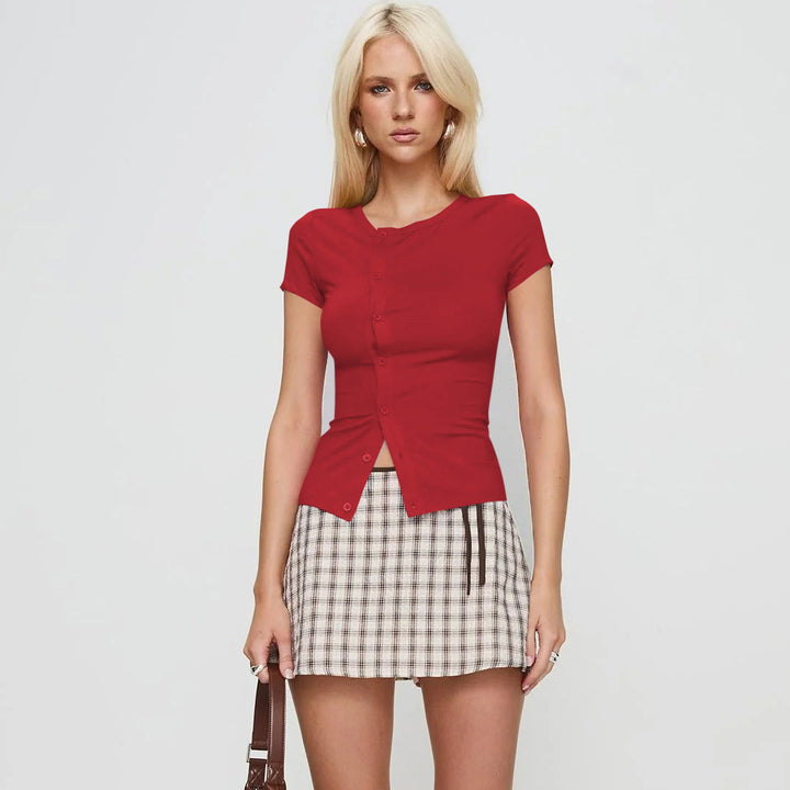 Dame kortærmet Button-up Top Stilla