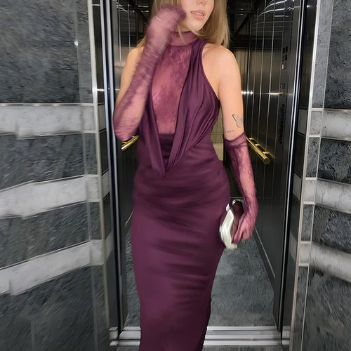 Dame elegant aftenkjole med spidse accenter Skovae