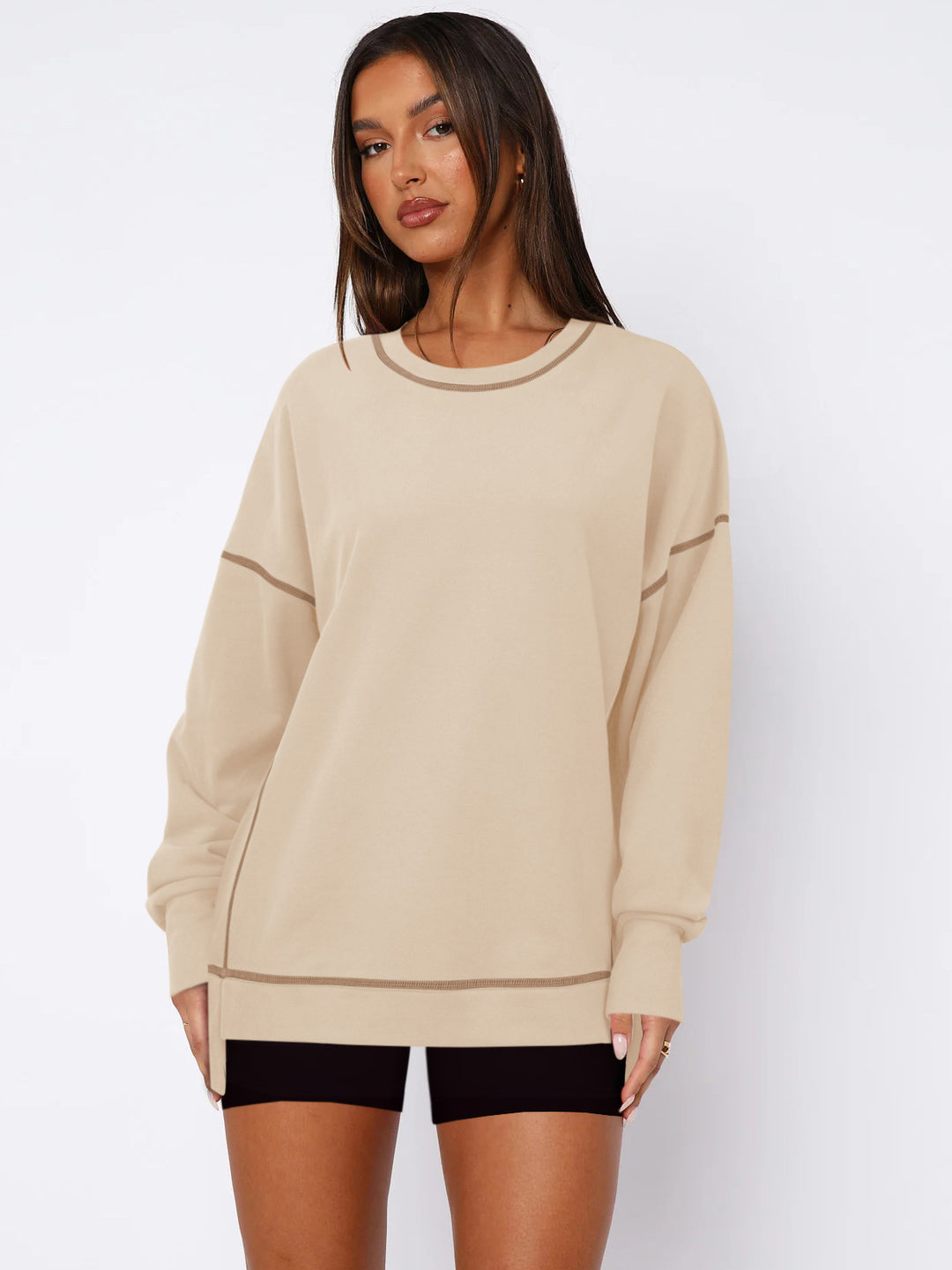 Dame Sporty Oversized Pullover med Kontrast syninger Stilla