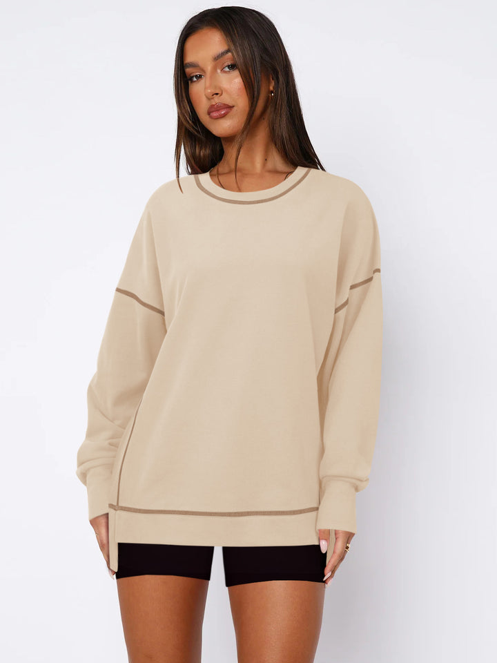 Dame Sporty Oversized Pullover med Kontrast syninger Stilla