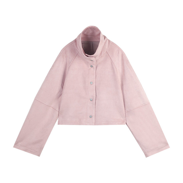 Dame cropped overgangsjakke med blødt materiale og elegant krave Stilla