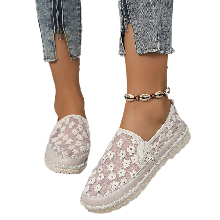 Dame Slip-On Stofsko med florale accenter og skridsikker sål Stilla