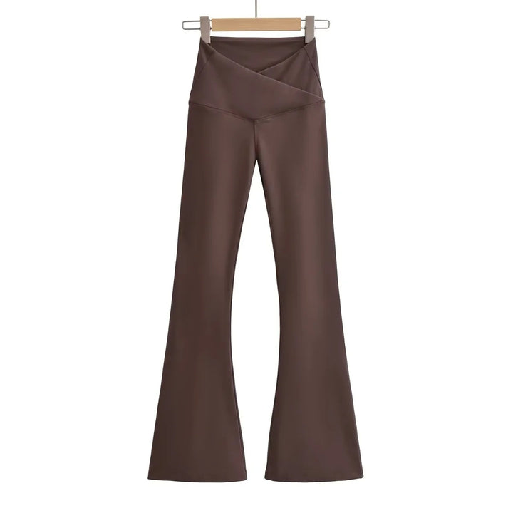 Kvinder Flared Leggings med Høj Talje og Elegant Wrap Look Stilla