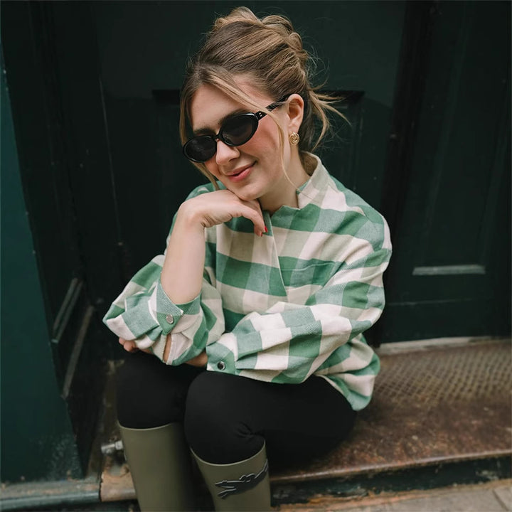 Dame Oversized Rute frakke Stilla