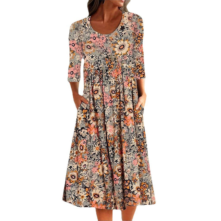 Dame Flydende Floral Midikjole Stilla