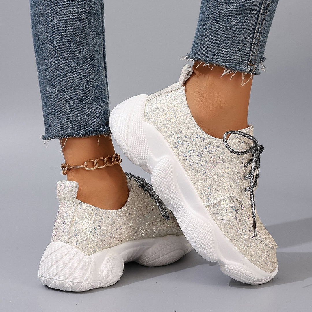 Dame Sporty Glitter Sneakers med skridsikret sål og åndbar forarbejdning Stilla