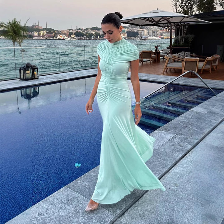 Dame Maxikjole med elegant draperingsdesign Stilla