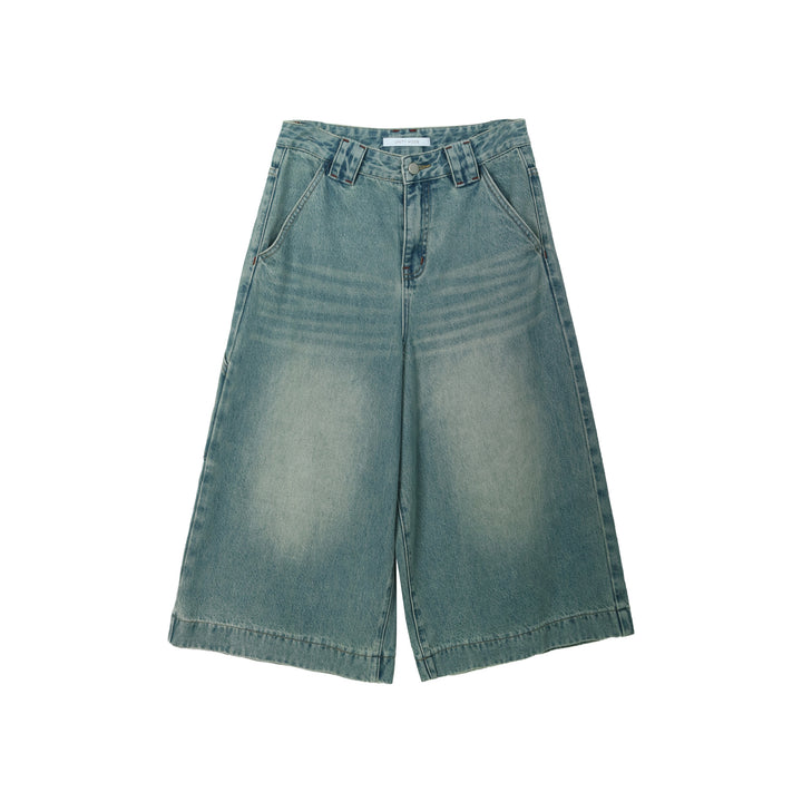 Dame løstsiddende ærmeløs top med knapdetaljer og afslappede jeansshorts Stilla
