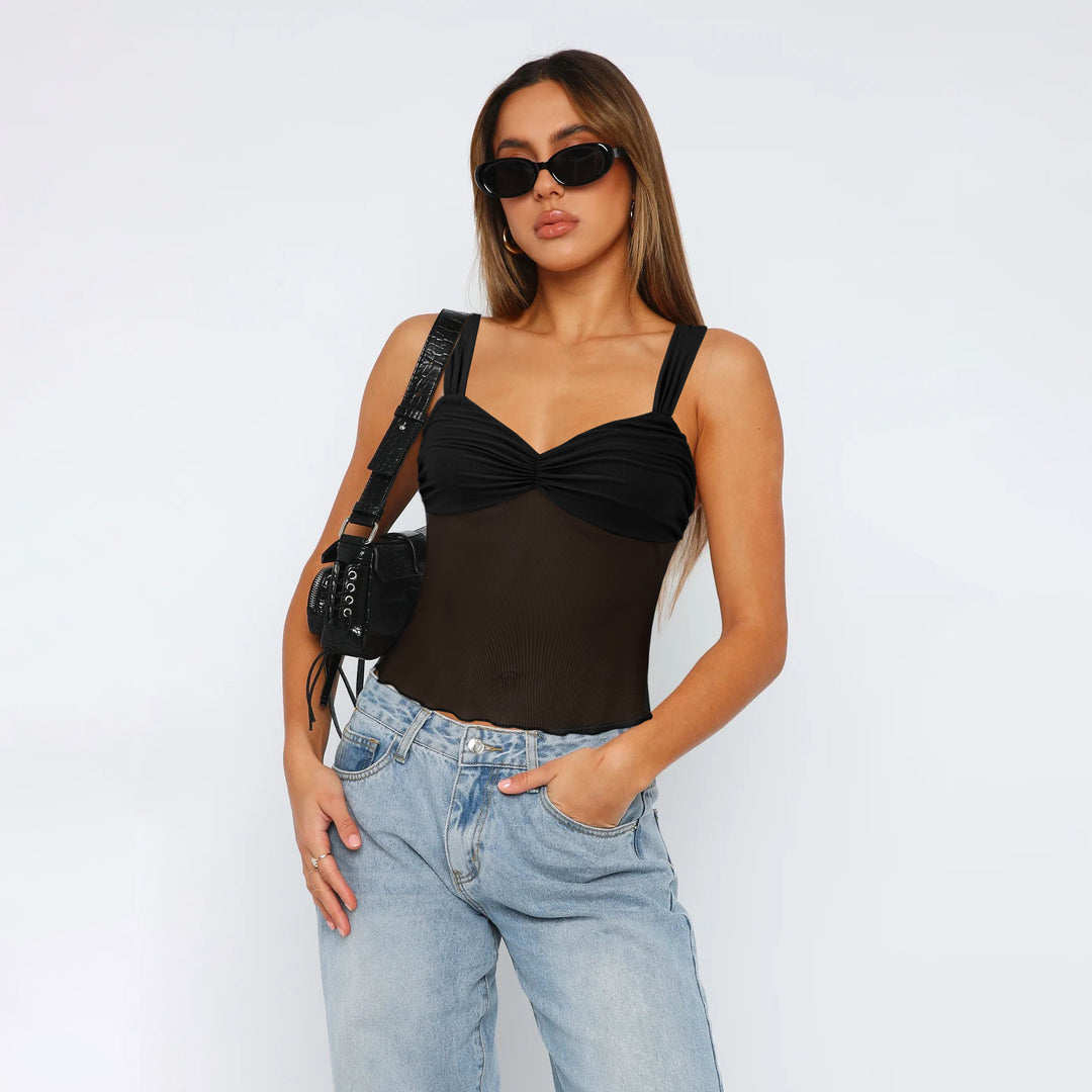 Dame figurtilpasset Bustier-body med rynkeeffekt og justerbare stropper Stilla