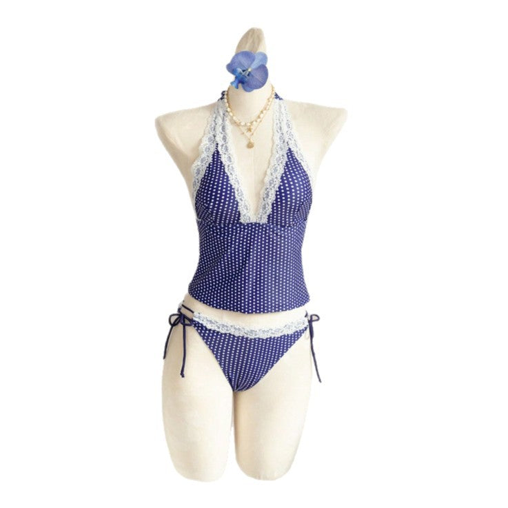 Dame Halter-Kini-sæt med spidsede detaljer Skovae