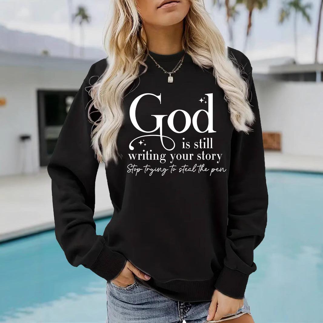 Kvinders sweatshirt med inspirerende skrifter Stilla
