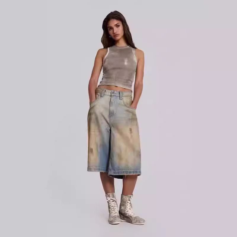 Dame Ødelagte Løse Jeans-Culotte Stilla