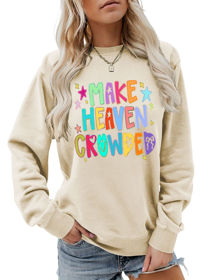 Kvinders sweatshirt med farverigt design og legende tekst Stilla