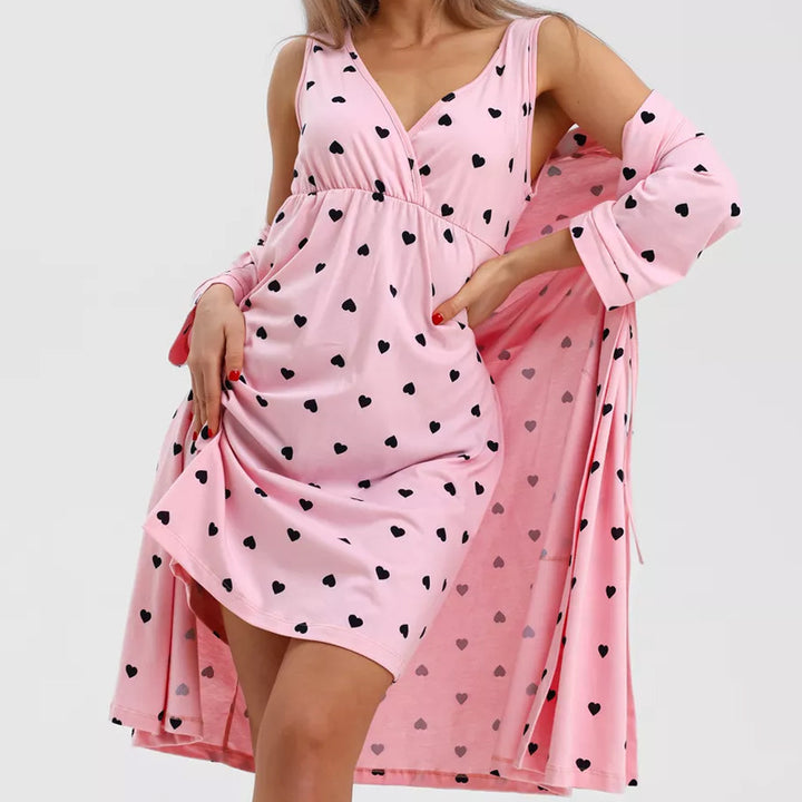 Dame natkjole med matchende kimono Stilla