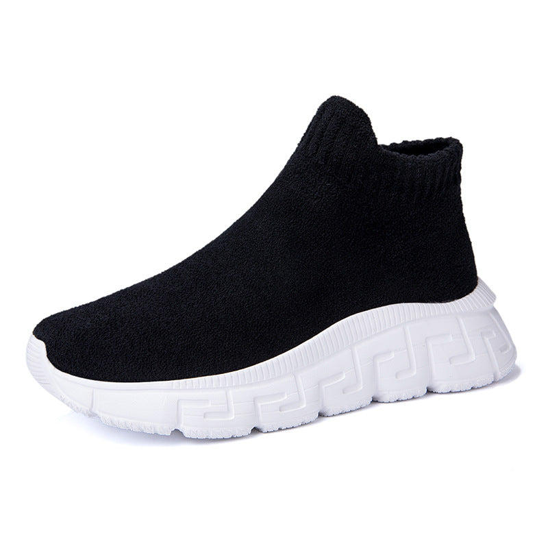 Dame nan hyggelige Sok-Sneaker i teddy-velour med elastisk skaft og stødabsorberende profilsål Skovae