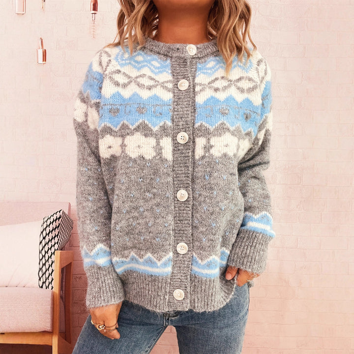 Kvinders hyggelige cardigan med festligt norsk mønster Stilla