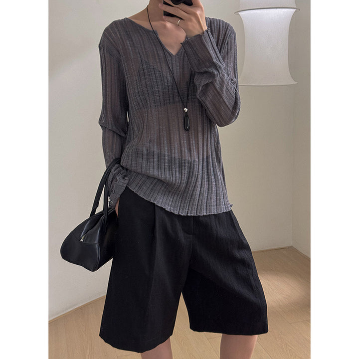 Dame elegante linned-shorts med høj talje og vidde ben Stilla
