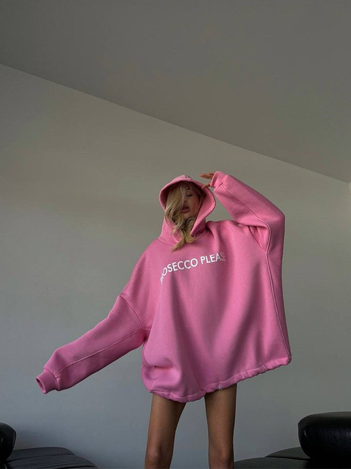 Kvinder Casual Oversized Hoodie med Snor og Ribbet Manchetter Skovae