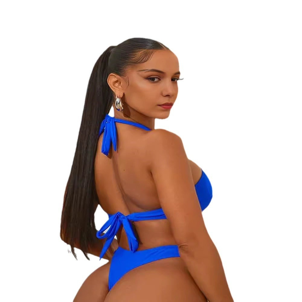 Dame Designer-bikini med asymmetrisk snit og ringdetaljer Skovae
