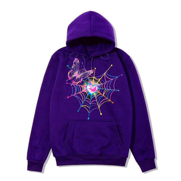 Kvinders hætte sweatshirt med kunstnerisk sommerfugl edderkoppespind motiv Skovae