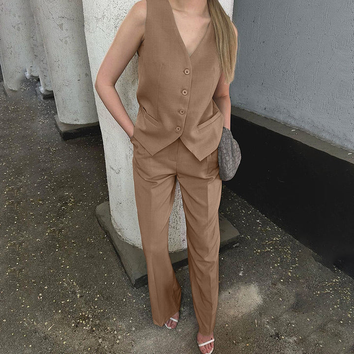 Dame elegant vest med matchende bukser Stilla