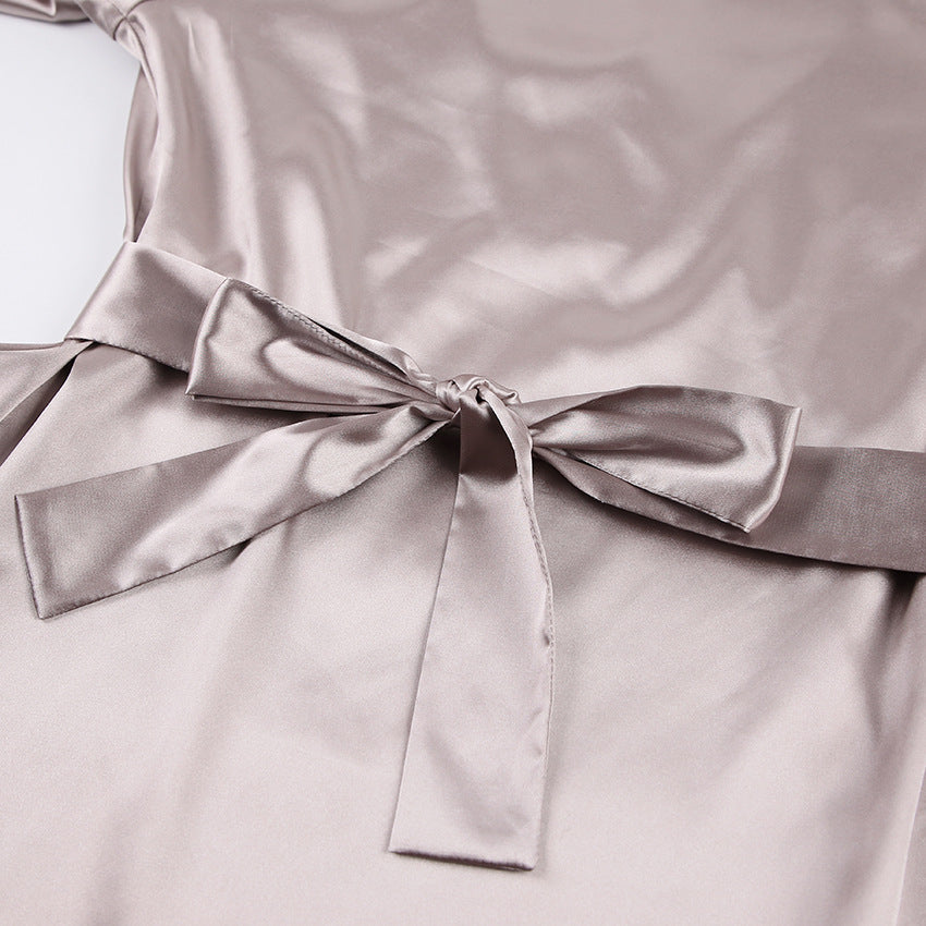 Dame Satin Chiffon pyjamasæt med elegant snit og lange ærmer Stilla